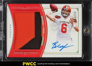 2018 National Treasures Holo Silver Baker Mayfield Rookie Auto Patch /25 (pwcc)