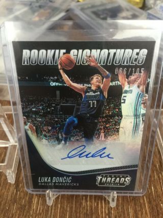2018 - 19 Panini Threads Luka Doncic Rookie Signatures Auto /105 Dallas Mavericks