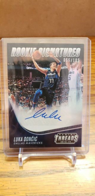 2018 - 19 Panini Threads Luka Doncic Rookie Signatures Gold 55/105 Auto Rc