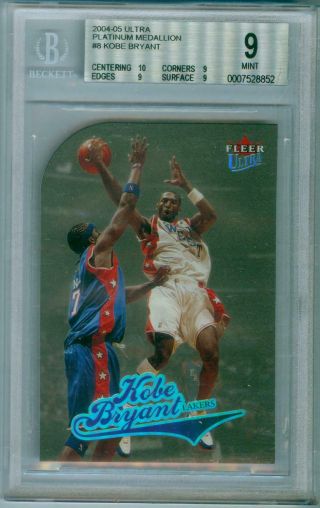 Kobe Bryant 2004 - 05 Ultra Fleer Platinum Medallion Die Cut 075/100 Bgs 9
