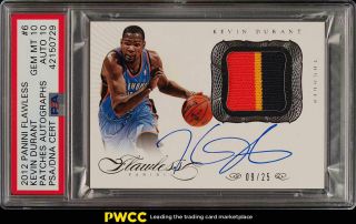 2012 Panini Flawless Kevin Durant Psa/dna 10 Auto Patch /25 Psa 10 Gem Mt (pwcc)