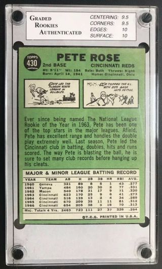 PETE ROSE 1967 TOPPS 430 GRADED GEM 10 2