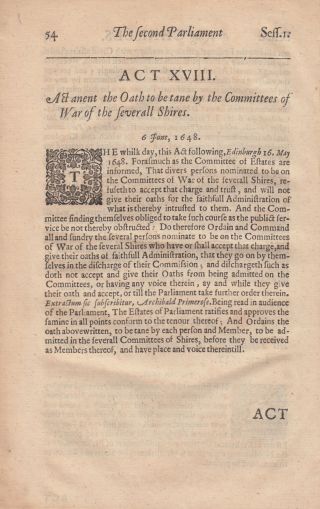 1648.  An Act Regarding The Oath To Be Taken By The Committees Of War Of The Seve