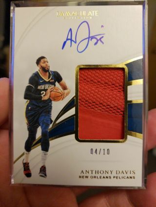 2018 - 19 Immaculate Anthony Davis Jumbo Sneaker Patch Auto 04/10
