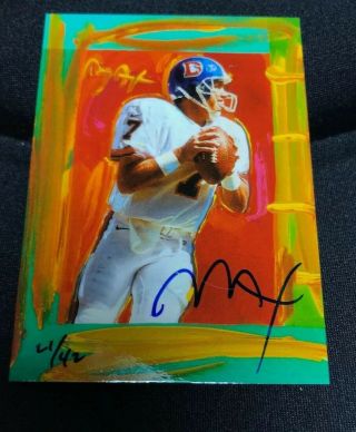 1997 Topps Gallery Peter Max Serigraphs Pm4 John Elway Autographed 21/42 Card