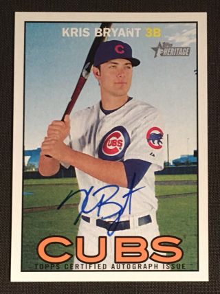 2016 Topps Heritage,  Real One Auto,  Kris Bryant Autograph Roakb.  Bv$350