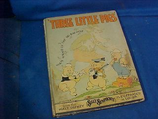 Orig 1933 Three Little Pigs Silly Symphony Walt Disney Studios Illustrated Book
