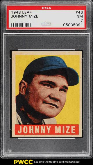 1948 Leaf Johnny Mize 46 Psa 7 Nrmt (pwcc)