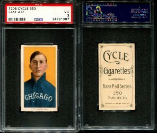 1909 - 1911 T206 Jake Atz Chicago White Sox Psa 3 Cycle 350