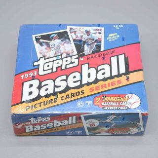 Vtg 1993 Topps Baseball Series - 1 Factory Box 24 Packs 2 - Gold Cards/pack