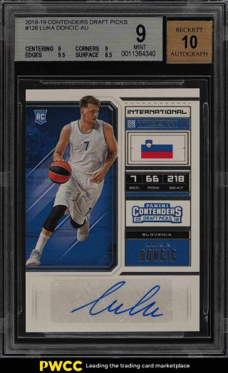 2018 Panini Contenders Draft Luka Doncic Rookie Rc Auto 126 Bgs 9 (pwcc)