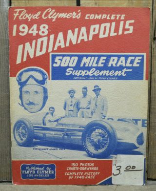 1948 Indianapolis Race History Supplement Clymer Vtg Indy 500 Auto Racing Book