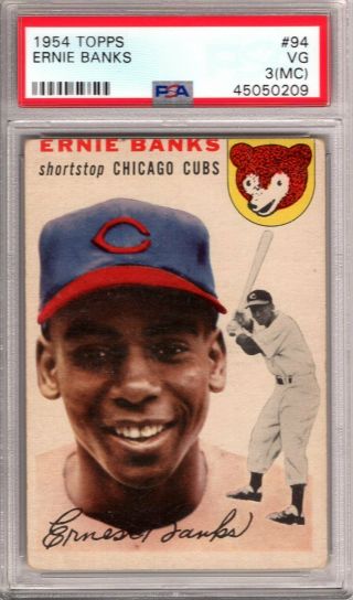 1954 Topps Ernie Banks Rookie 94 Psa Graded 3 (mc) Vg - Cond.  " Iconic Card "