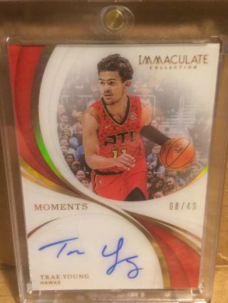 Trae Young Immaculate Moments On Card Auto Card Is Or Better 8/49
