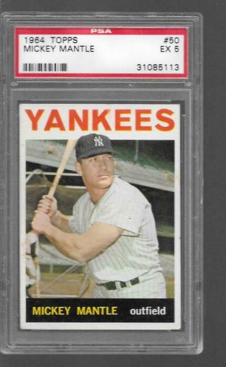 1964 Topps 50 Mickey Mantle Yankees Psa 5 Ex Opens Below Vcp