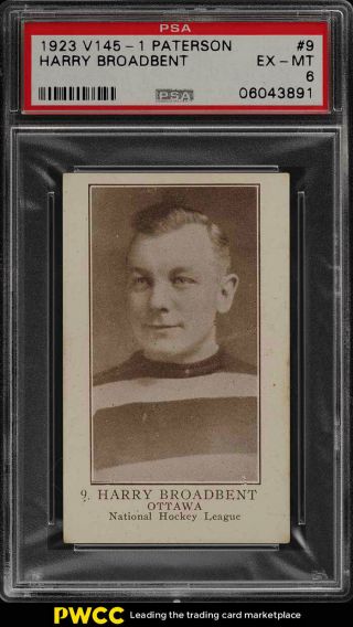 1923 V145 - 1 Paterson Hockey Harry Broadbent 9 Psa 6 Exmt (pwcc)
