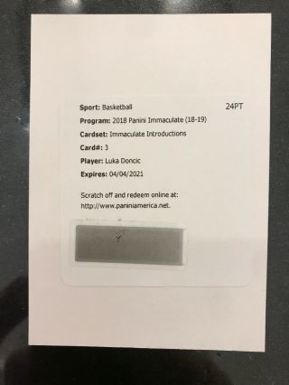 Luka Doncic 2018 - 19 Panini Immaculate Acetate Introductions Rc Auto /99 
