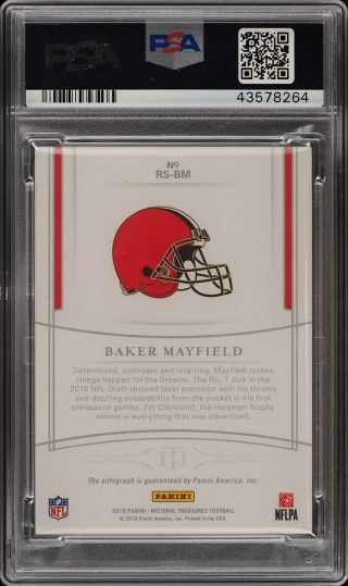 2018 National Treasures Holo Silver Baker Mayfield ROOKIE AUTO /10 PSA 9 (PWCC) 2