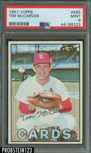 1967 Topps 485 Tim Mccarver St.  Louis Cardinals Psa 9