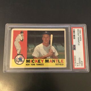 1960 Topps Mickey Mantle 350 Psa 2.  5 Good,  York Yankees Hof