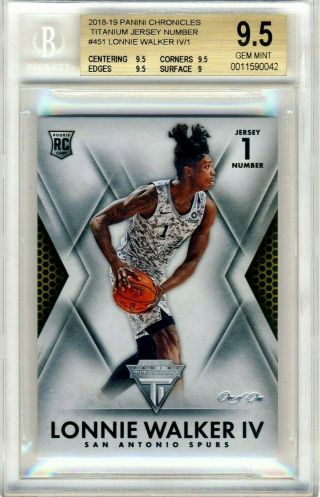 Bgs 9.  5 2018 - 19 Panini Chronicles Titanium Lonnie Walker Iv Rc Jersey Number 1/1