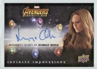 Elizabeth Olsen 2018 Ud Marvel Avengers Infinity War Auto Autograph Ii - Eo Sp
