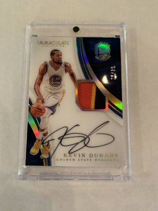 2016 - 17 Immaculate Kevin Durant Tree Color Patch Auto /35 3 Color Game Worn