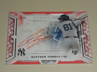 2018 Topps Diamond Icons Red Ink Rookie Autograph Auto Gleyber Torres 5/5