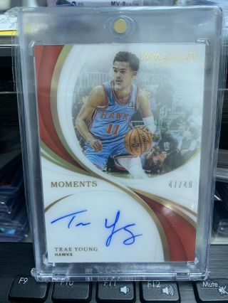 2018 - 19 Trae Young Immaculate Moments Auto Rc 47/49