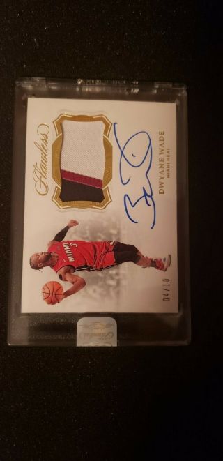 Dwayne Wade Game Worn Patch Auto D 4/10 2018 - 19 Flawless Heat