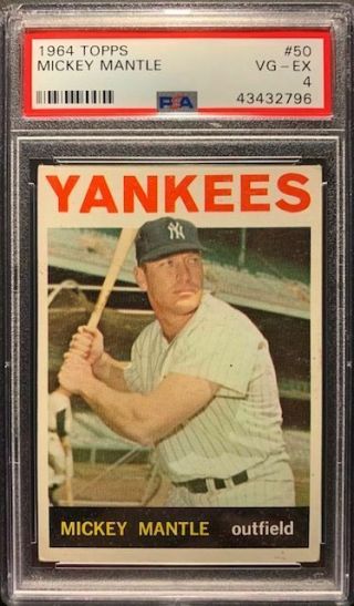 1964 Topps Mickey Mantle 50 York Yankees Hof - Psa 4 (vg - Ex)