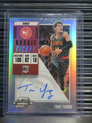 2018 - 19 Contenders Optic Trae Young Rookie Ticket Auto Autograph Rc Hawks Lc