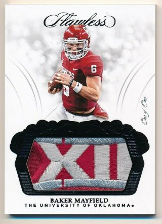 Baker Mayfield 2018 Panini Flawless Rc Rookie Black Xii Logo Jumbo Patch Sp 1/1