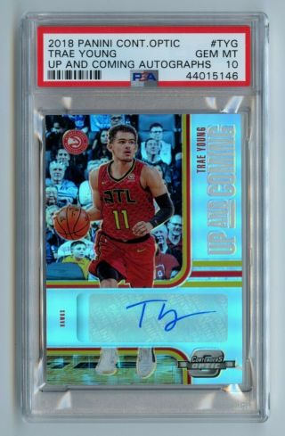 Trae Young Rc 2018 - 19 Contenders Optic Up And Coming Auto /99 Psa 10 Hawks