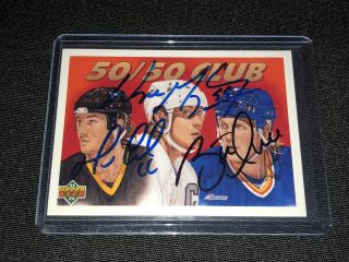 Wayne Gretzky Mario Lemieux Brett Hull 91 - 92 Upper Deck Sign Ud 50/50 Club Auto