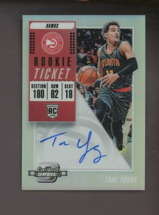 2018 - 19 Contenders Optic Prizm Rookie Ticket Trae Young Rc Auto Hawks