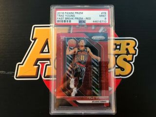 2018 - 19 Panini Prizm Fast Break Trae Young Rookie Rc Red Disco 005/125 Psa9