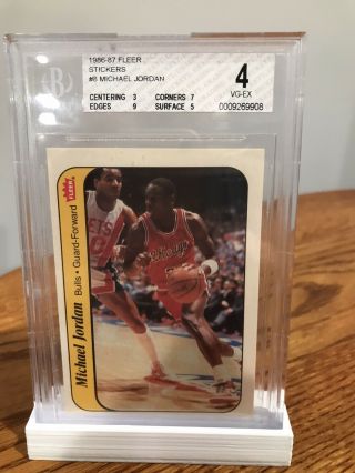 1986 - 1987 Fleer Stickers Michael Jordan Chicago Bulls 8 Basketball Card Bgs 4