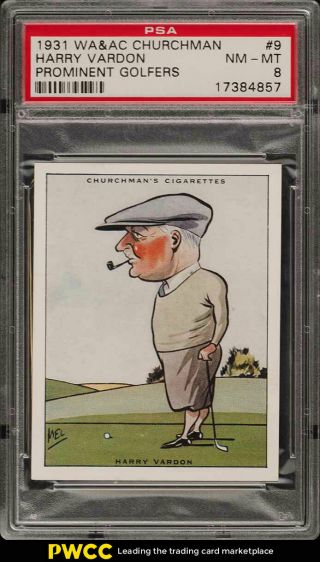 1931 Churchman Prominent Golfers Harry Vardon 9 Psa 8 Nm - Mt (pwcc)