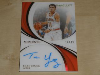 2018 - 19 Panini Immaculate Moments Acetate Autograph Auto Trae Young 14/49