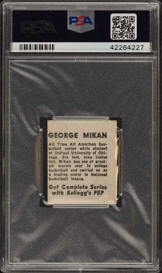 1948 Kellogg ' s Pep Basketball George Mikan ROOKIE RC PSA 5 EX (PWCC) 2