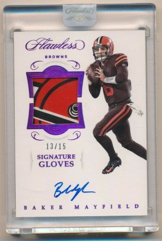 Baker Mayfield 2018 Panini Flawless Autograph 3 Color Glove Patch Auto Sp 13/15