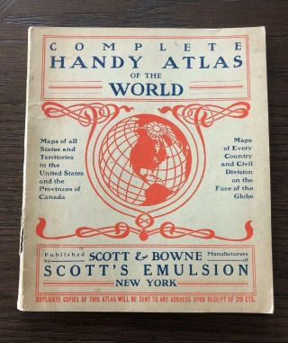 Complete Handy Atlas Of The World Copyright 1908 By Rand Mcnally Scott & Bowne