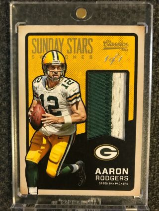 2016 Classics Aaron Rodgers 2 Color Patch Game Worn 1/1 Green Bay Packers