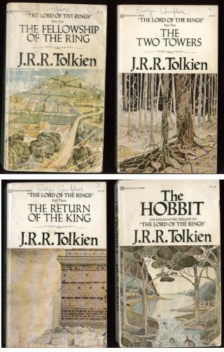 Vintage 1975 J.  R.  R.  Tolkien Hobbit/lord Of The Rings Ballantine Boxed Set