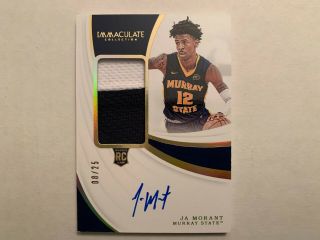 2019 - 20 Immaculate Collegiate Ja Morant Rpa Rc Rookie Patch Auto 8/25 - /25