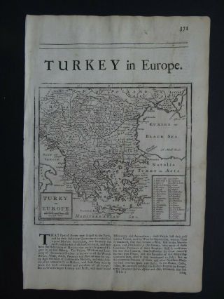 1722 Herman Moll Atlas Map Greece - Turkey In Europe - Crete Bulgaria Macedonia