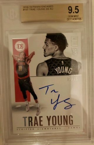 2018 - 19 Panini Encased Trae Young Auto Autograph Rc Rookie /75 - Bgs 9.  5 W/ 10