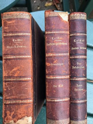 1894 Set Of 3 Books By Leo Tolstoy: Anna Karenina.  Hardback With Leather Edges