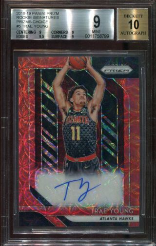 2018/19 Panini Prizm Trae Young Red Choice Auto Autograph Bgs 9 W/ 10 Auto